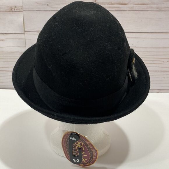 Scala Collezione Black 100% Wool Floral Detail Hat - Picture 6 of 13